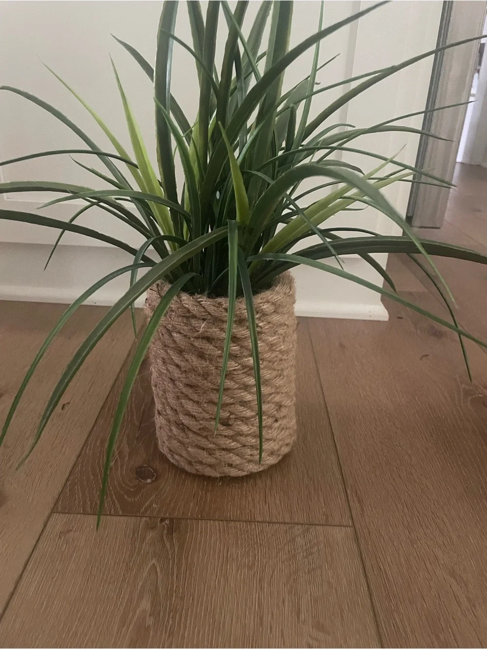 Natural Jute Rope Planter with Green Artificial Grass